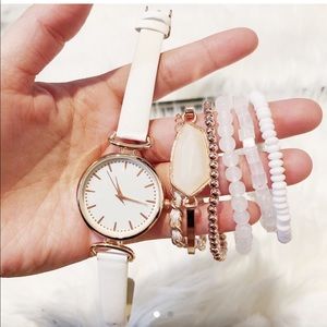 Set of watch and bracelets